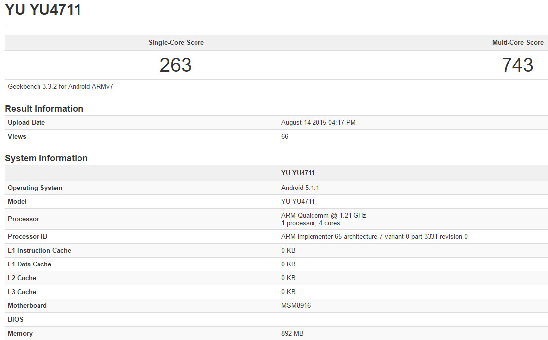 YU 4711 Geekbench