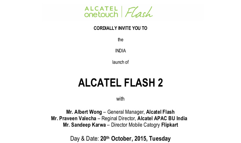 Alcatel Flash 2 India launch invite