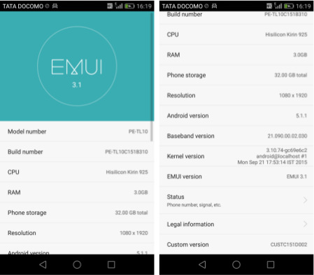 Huawei Honor 6 Plus Android 5.1.1 with EMUI 3.1