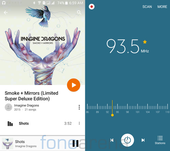 Samsung Galaxy On7 Musicplayer and FM Radio