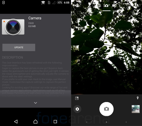 Sony Xperia Z5 Camera 2.0 update