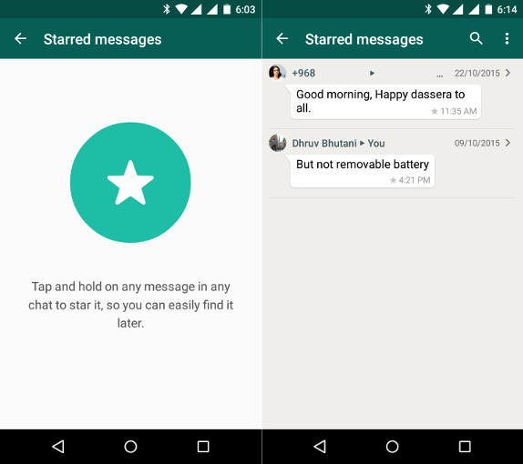 WhatsApp Starred messages