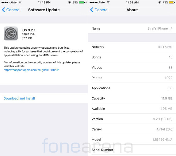 Apple iOS 9.2.1