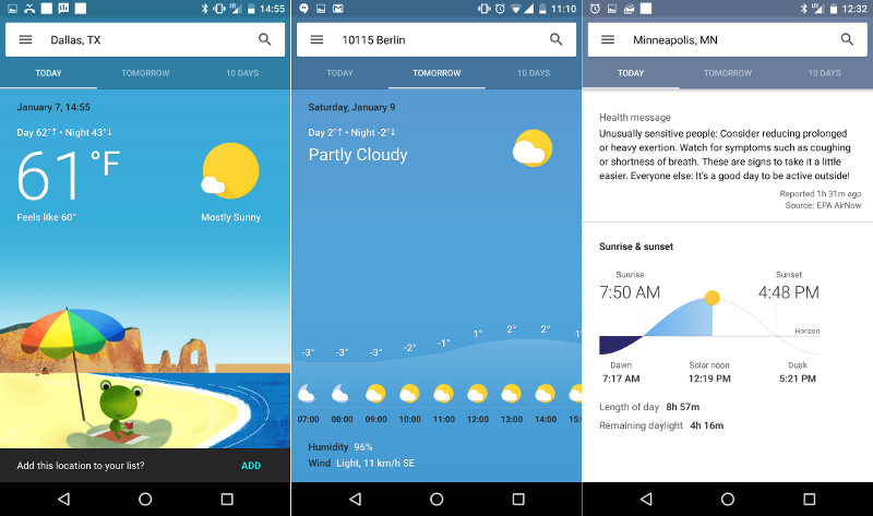 Google New Weather Cards