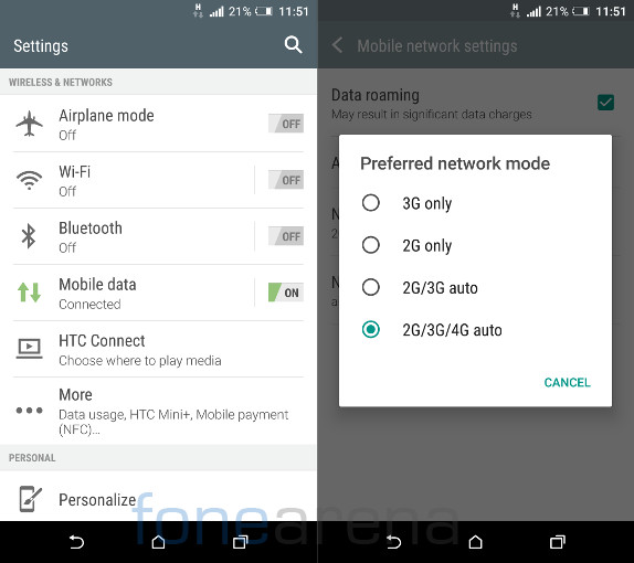 HTC One A9 Connectivity