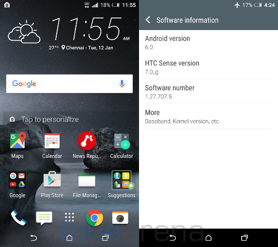 HTC One A9 Home and About