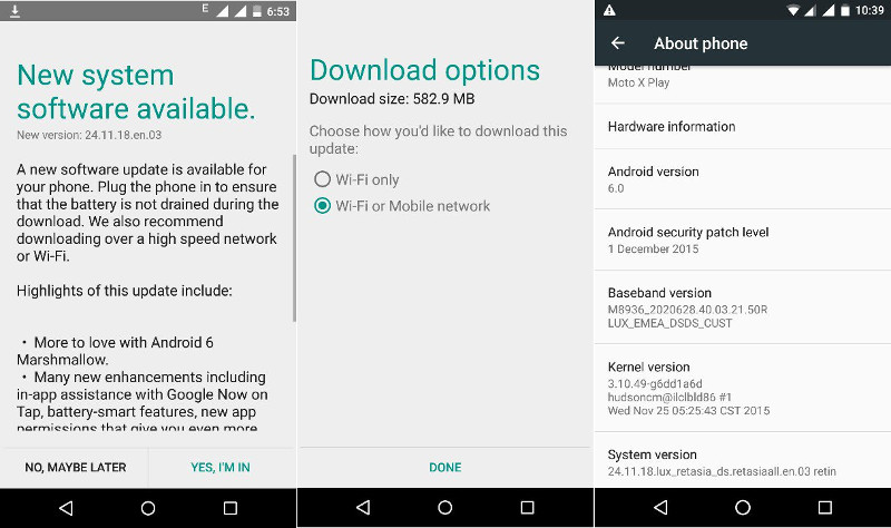 Moto X Play Android 6.0 Marshmallow