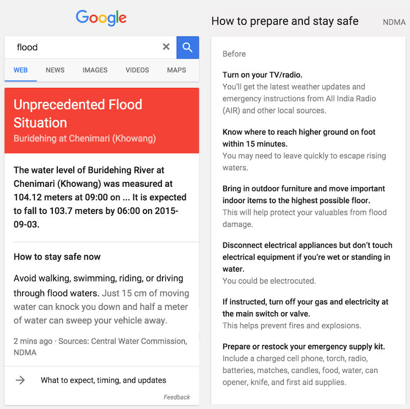 Google Public Alerts flood alerts