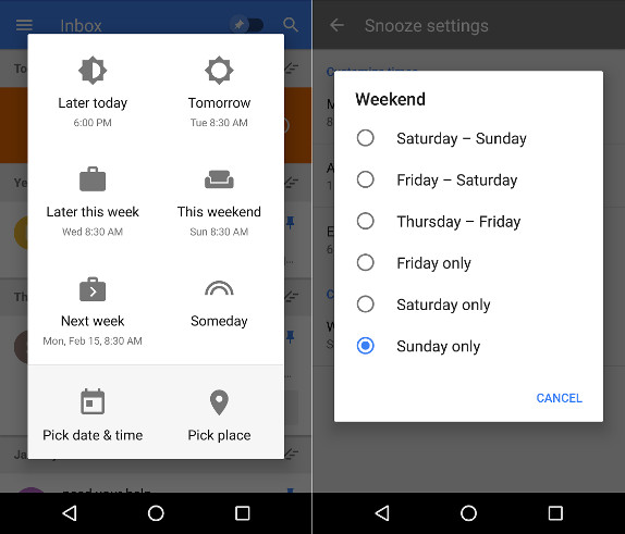 Inbox by Gmail Snooze