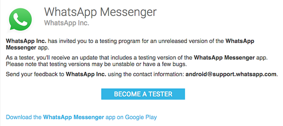 WhatsApp beta program