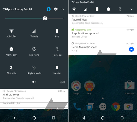 Android N UI mockup