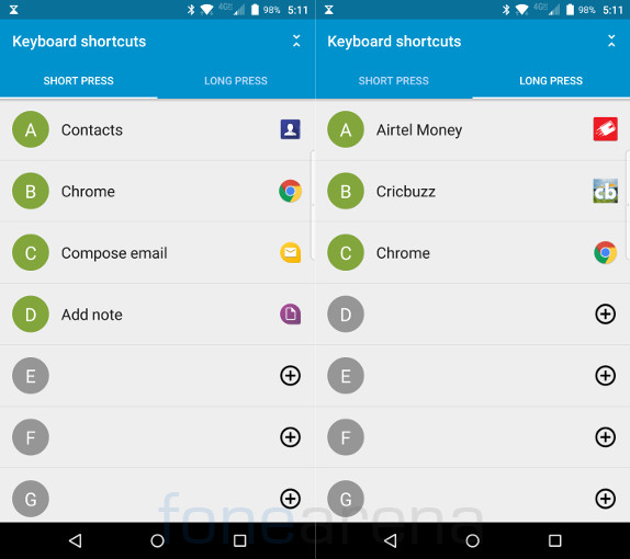 BlackBerry Priv Keyboard shortcuts