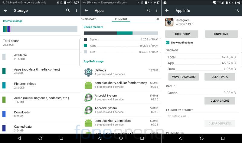 BlackBerry Priv RAM, Storage and Move App to SD