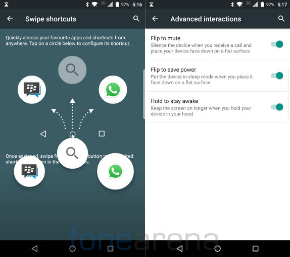 BlackBerry Priv Swipe shortcuts and interactions