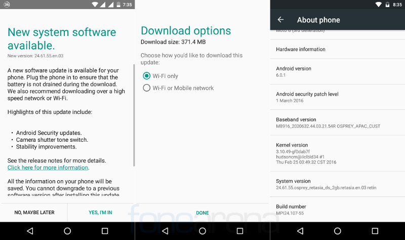 Motorola Moto G 3rd Gen Android 6.0.1