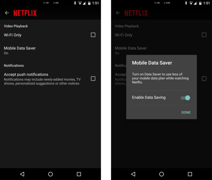 Netflix mobile data saver