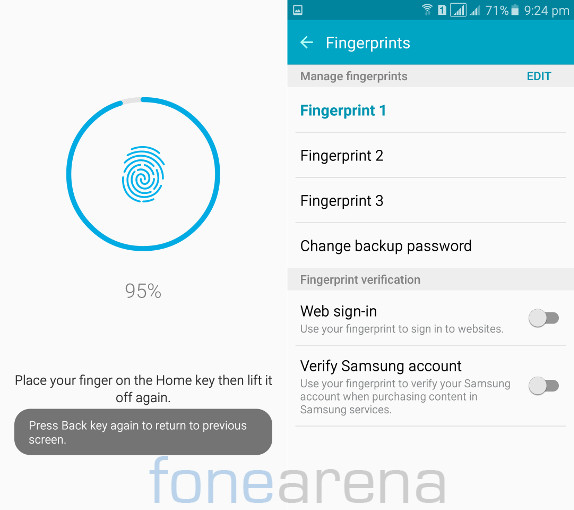 Samsung Galaxy A5 2016 Fingerprint sensor
