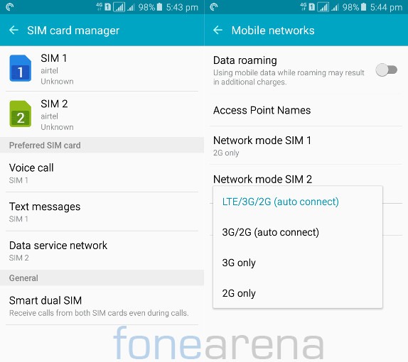 Samsung Galaxy A5 2016 SIM Manager and Connectivity