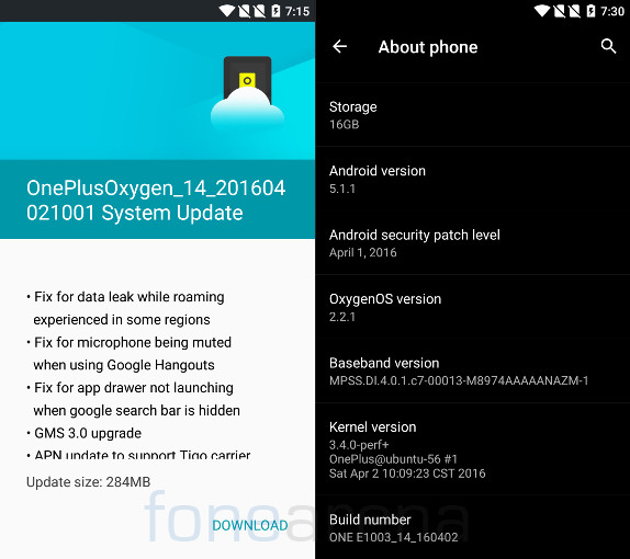 Oneplus X OxygenOS 2.2.1