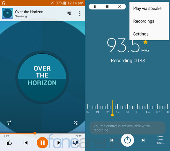 Samsung Galaxy J3 2016 Music Player and FM Radio