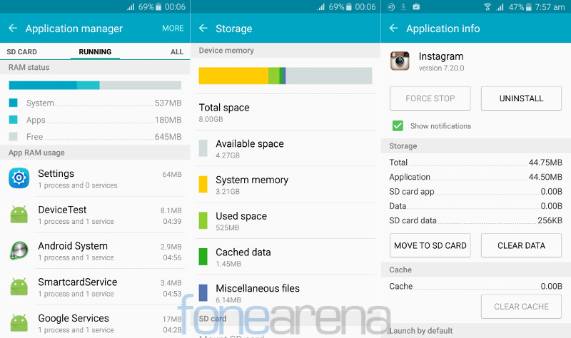 Samsung Galaxy J3 2016 RAM, Storage, Move to SD