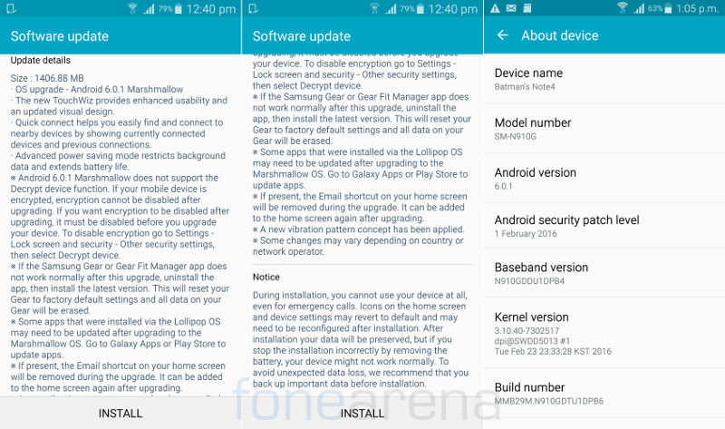 Samsung Galaxy Note 4 Android 6.0.1 India