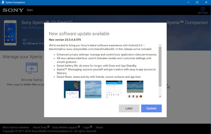 Sony Xperia Z3 Android 6.0 Marshmallow 23.5.A.0.570