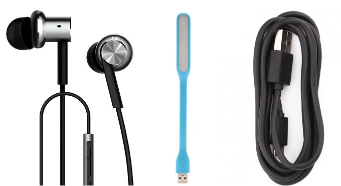 Xiaomi Mi In-Ear Headphones Pro, Mi LED Light Enhanced and Mi USB Cable
