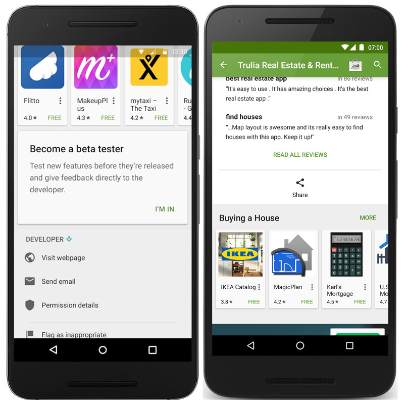 Google Play store beta tests and app discovery