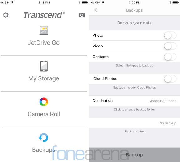 Transcend JetDrive Go 300S App and Backup options