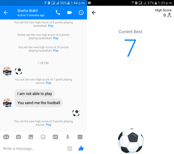 Facebook Messenger Football game