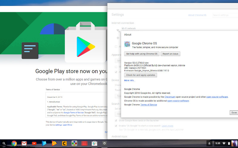 Google Play Store Chrome OS 53