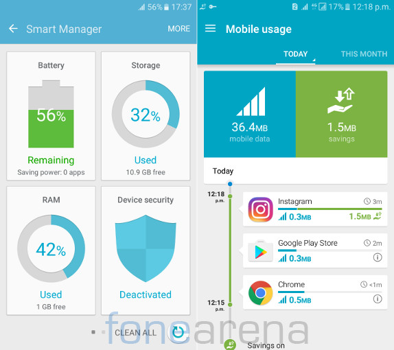 Samsung Galaxy J7 2016 Smart Manager and Ulrta Data Saving