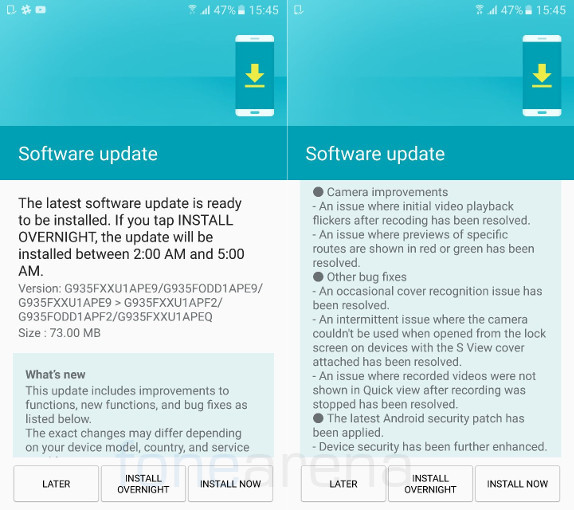 Samsung Galaxy S7 edge June update