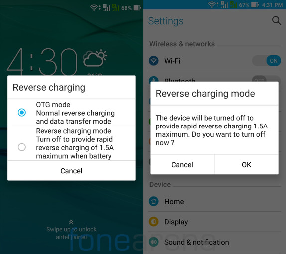 Asus Zenfone Max 2016 Reverse Charging