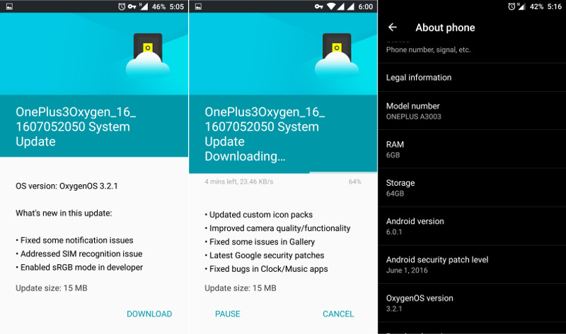 OnePlus 3 OxygenOS 3.2.1