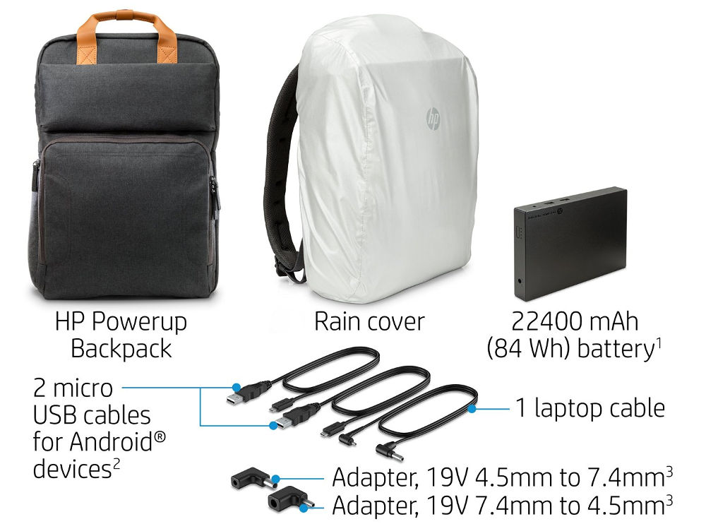 HP Powerup Backpack box contents