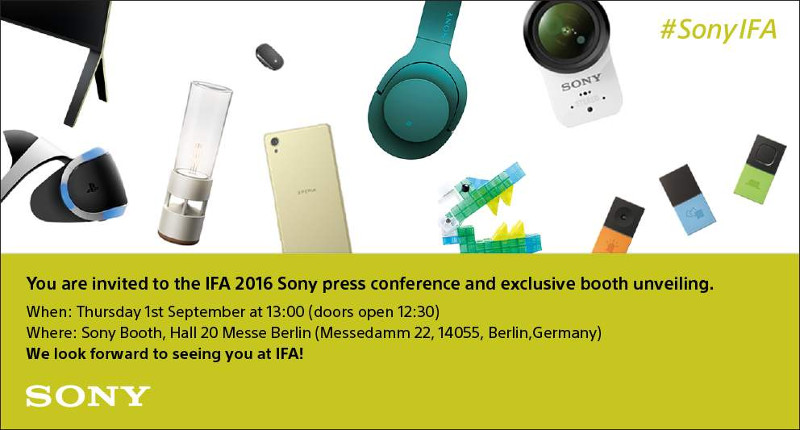 Sony IFA 2016 invite