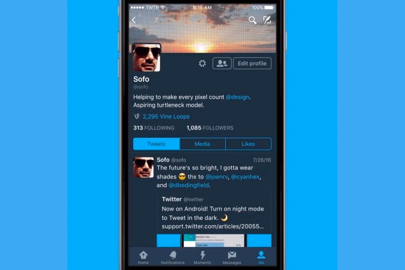 Twitter iOS night mode