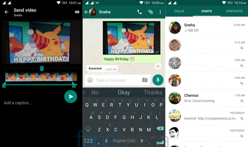 WhatsApp for Android Videos as GIF