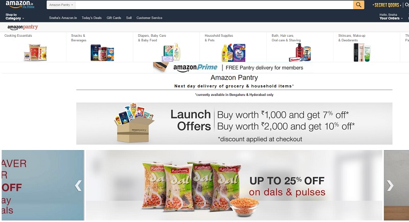 Amazon Pantry Grocery Delivery Service Expands to Bangalore