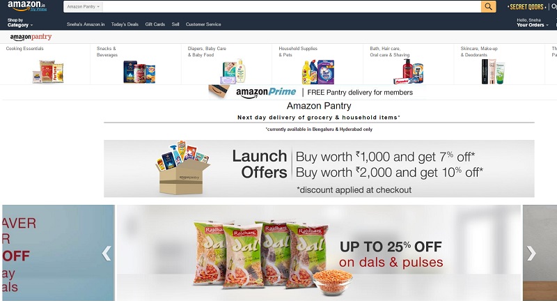 Amazon Pantry grocery delivery service now available in eight cities