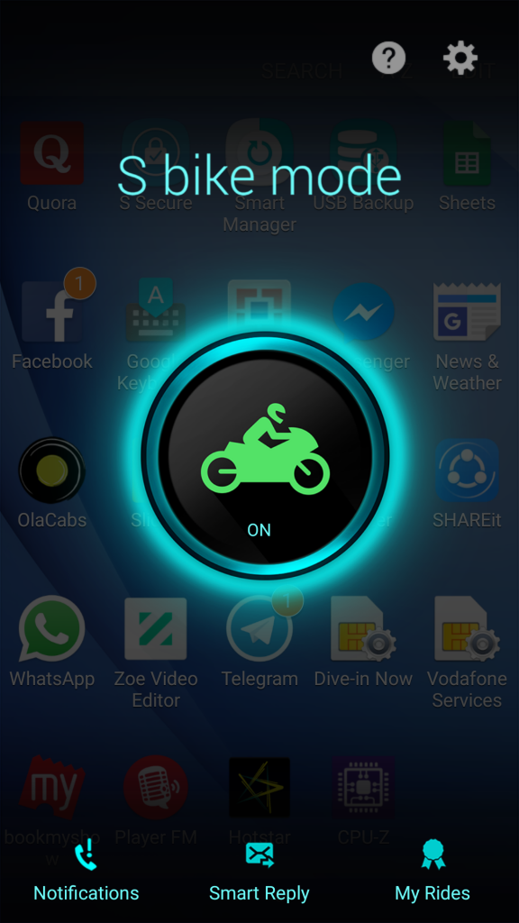 Samsung Galaxy on8 S Bike mode