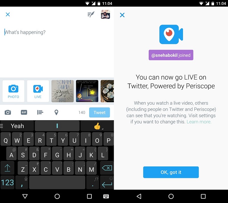 Twitter adds live broadcasts to its Android and iOS apps