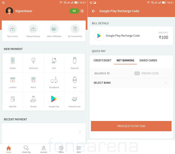 Freecharge Google Play Code