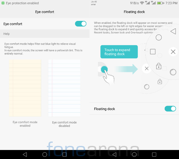 Honor 6X Eye comfort and Floating dock