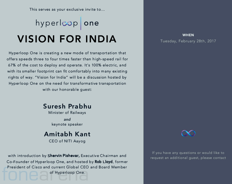 Hyperloop One Vision for India Invite Feb 28