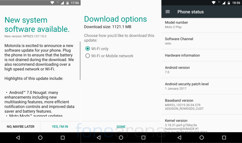 Moto Z Play Android 7.0 Nougat update India