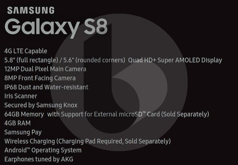 Samsung Galaxy S8 specs leak