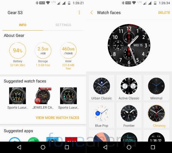 Samsung Gear S3 Classic Gear Home and Watch Faces